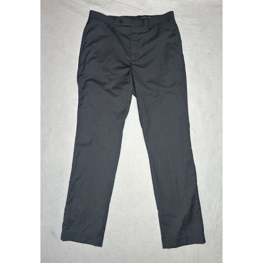 Calvin Klein Men’s 34W 32L Slim Fit Stretch Flat Front Dress Pants, Gray